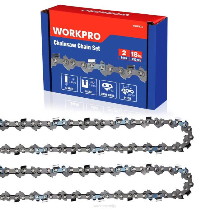 Нова WORKPRO 2 ланца за моторне тестере, 3/8" корак, 62 погонске карике ланац тестере за сечење дрвета за делове моторне тестере оруђе 2200203