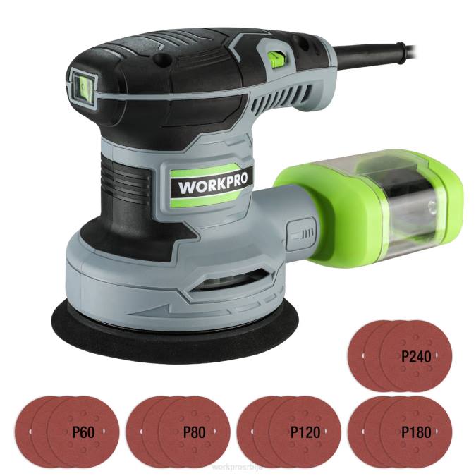 корисним WORKPRO 2,5 амп електрична 5-инчна насумична орбитна брусилица, 6 променљивих брзина од 7000 до 14000 о/мин оруђе 2200233