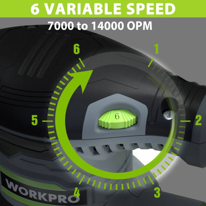 корисним WORKPRO 2,5 амп електрична 5-инчна насумична орбитна брусилица, 6 променљивих брзина од 7000 до 14000 о/мин оруђе 2200233