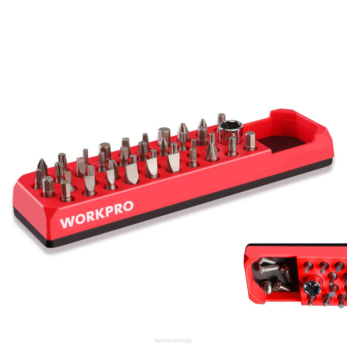 црвено плаво WORKPRO Магнетни шестоугаоник са 39 рупа организатор бургија за шрафцигер за 1/4 инча шестоугаони наставак и адаптер оруђе 2200132
