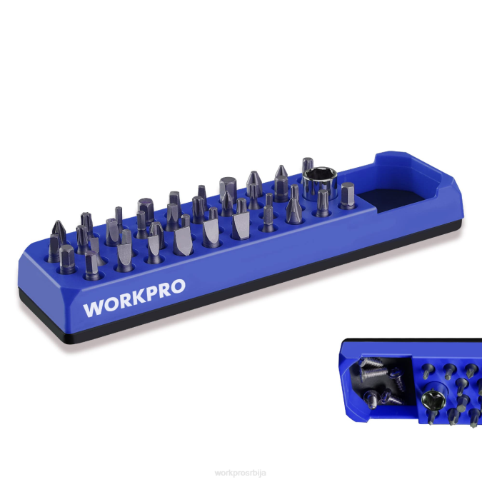 црвено плаво WORKPRO Магнетни шестоугаоник са 39 рупа организатор бургија за шрафцигер за 1/4 инча шестоугаони наставак и адаптер оруђе 2200132