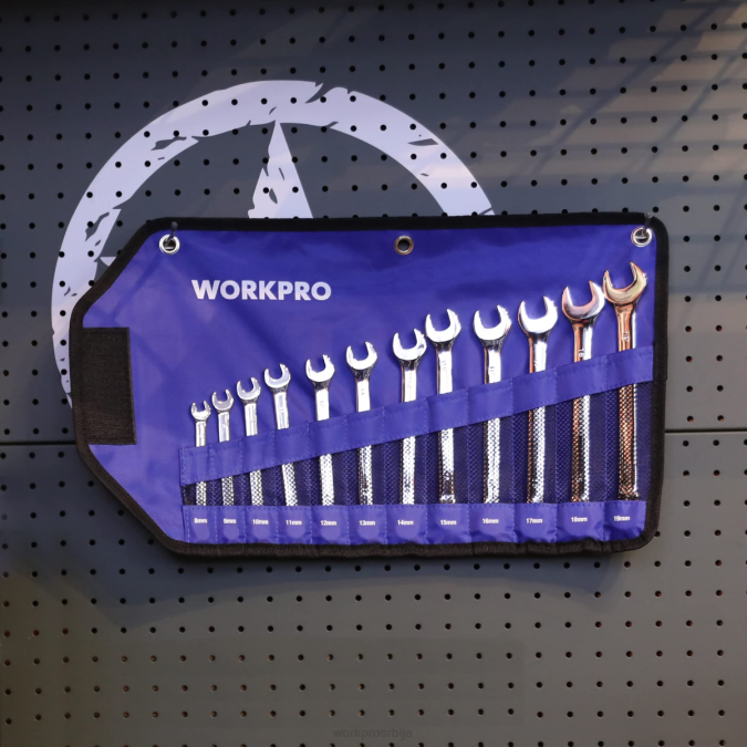 Нова WORKPRO 12 ком метричких 8-19 мм, врхунски цр-в комбиновани сет кључева оруђе 220095