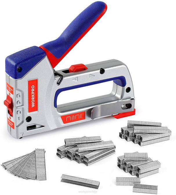користан WORKPRO 4-у-1 комплет пиштоља за хефтање за тешке услове рада ручни забијач за ексере са 3000 спајалица и 1000 ексера оруђе 220057