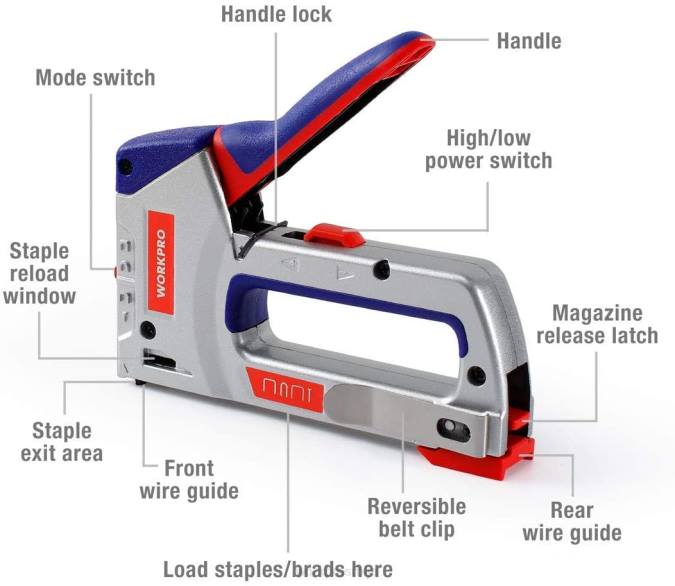 користан WORKPRO 4-у-1 комплет пиштоља за хефтање за тешке услове рада ручни забијач за ексере са 3000 спајалица и 1000 ексера оруђе 220057