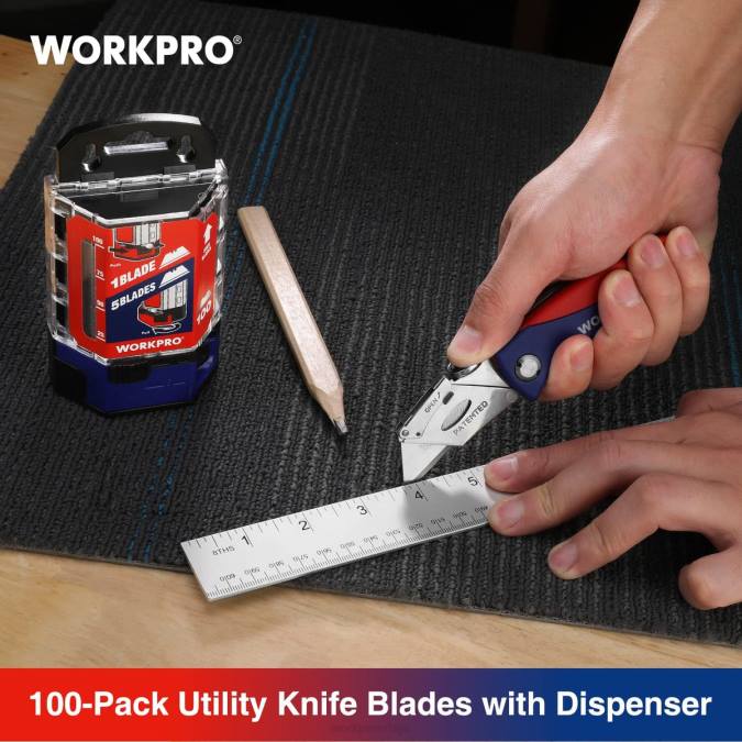 црвена/ружичаста WORKPRO 100 ком ск5 замена оштрица ножева од угљеничног челика са дозатором оруђе 220049