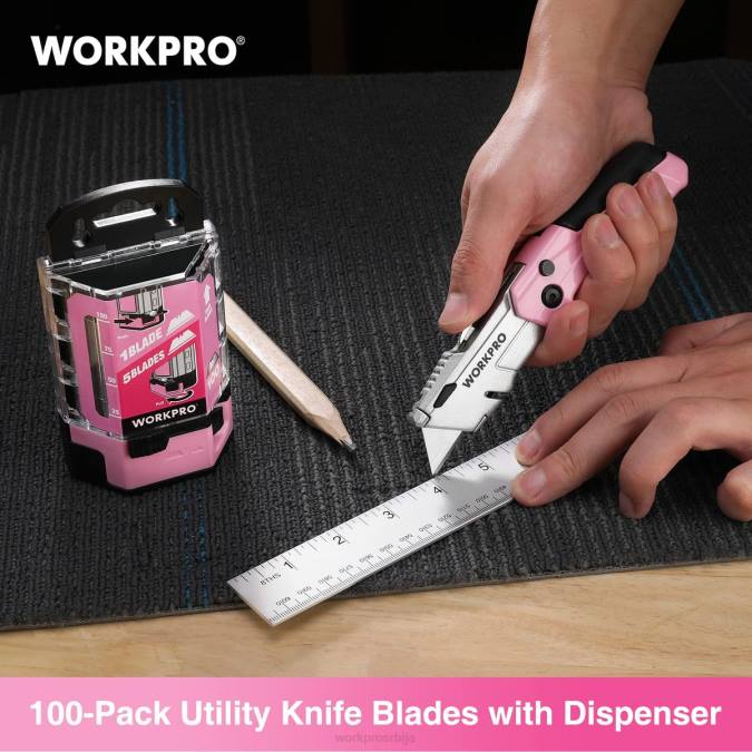 црвена/ружичаста WORKPRO 100 ком ск5 замена оштрица ножева од угљеничног челика са дозатором оруђе 220049