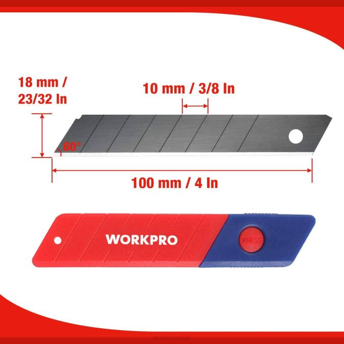 корисним WORKPRO 18 мм сечива ск5 челична замена за сечиво одговара паковању од 100 комада оруђе 220053