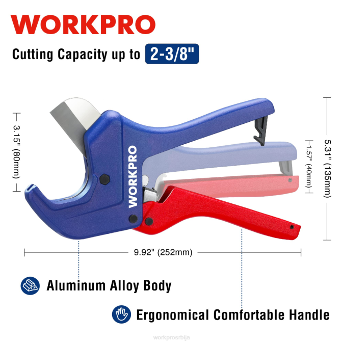 корисним WORKPRO алат за резање ПВЦ цеви са рацхет оруђе 2200155