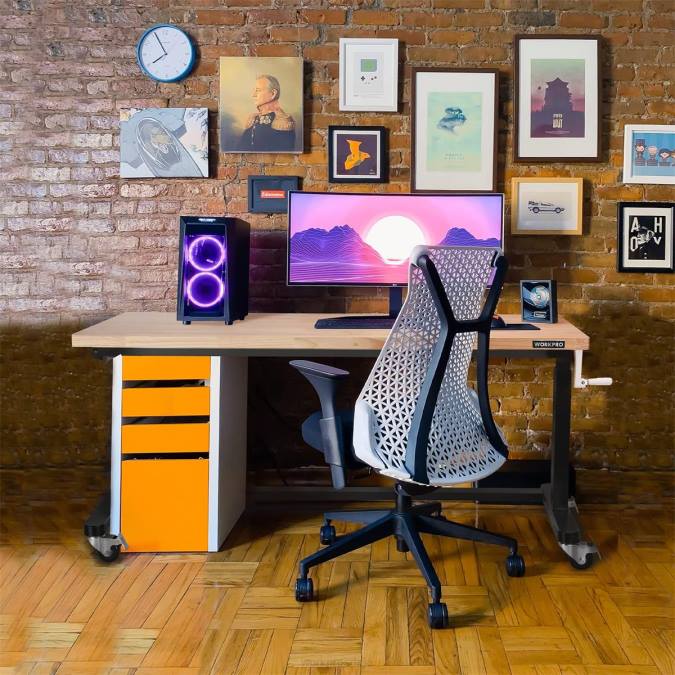 корисним WORKPRO Радни сто подесив по висини са ручицом, са точкићима и ногама за нивелисање, носивост 500 лбс складиште 22003