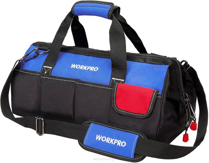 корисним WORKPRO 18-инчна торба за складиштење алата са широким устима и подесивим ременом за раме складиште 220027