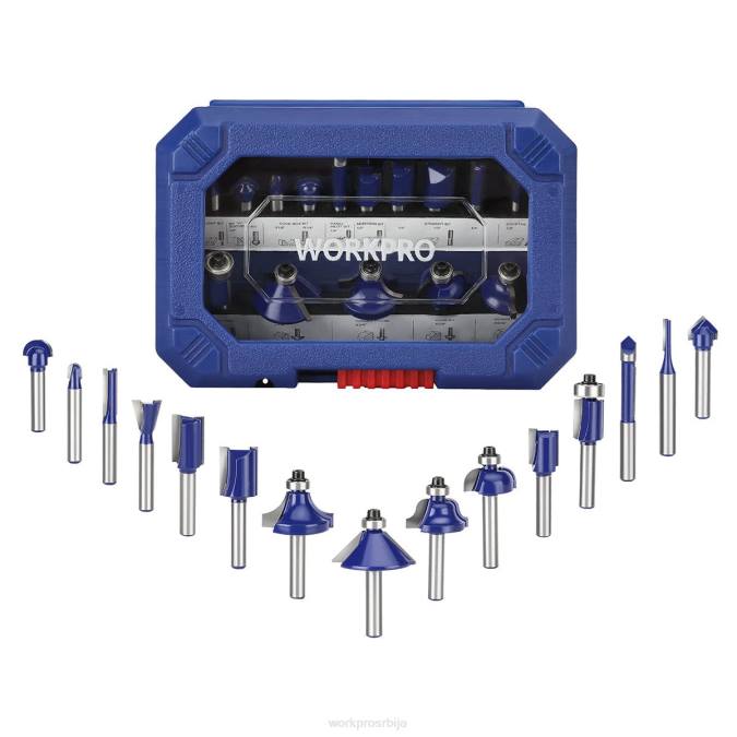 морден WORKPRO Сет глодала од 15 комада, глодала од волфрам карбида са дршком од 1/4 инча оруђе 2200130