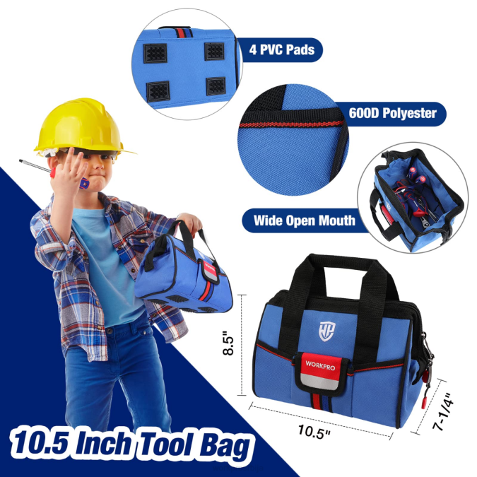 розе/плаве WORKPRO 9 ком дечији јуниор сет алата са торбом за алат оруђе 2200253