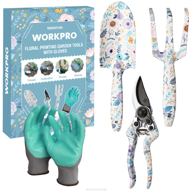 бела/ружичаста WORKPRO Сет алуминијумских баштенских алата од 4 комада оруђе 2200285