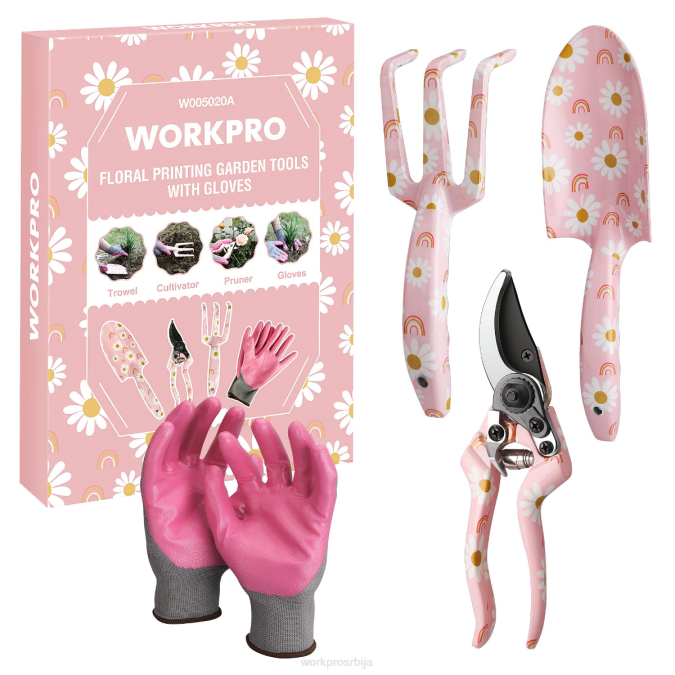 бела/ружичаста WORKPRO Сет алуминијумских баштенских алата од 4 комада оруђе 2200285