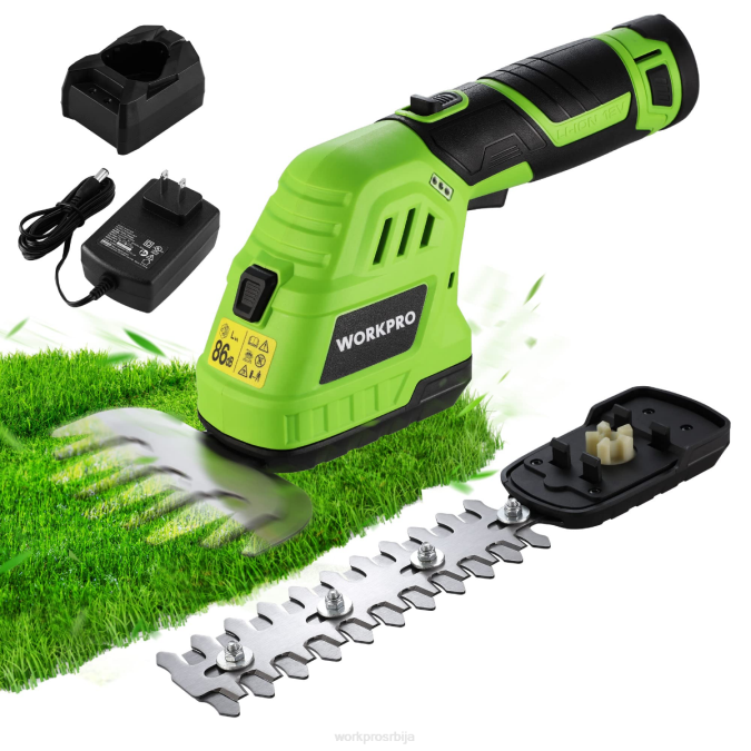 морден WORKPRO 2 у 1 12в електричне бежичне маказе за живу ограду и ручни тример за жбуње, са 2.0ах пуњивом литијум-јонском батеријом и брзим пуњачем за 1 сат оруђе 2200301
