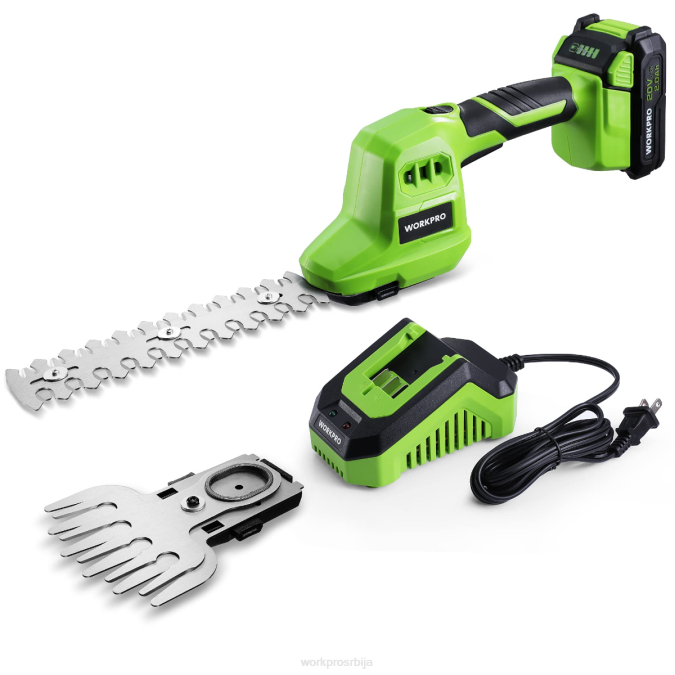 корисним WORKPRO 2 у 1 20в електричне бежичне маказе за живу ограду и ручни тример за жбуње, са 2.0ах пуњивом литијум-јонском батеријом и брзим пуњачем за 1 сат оруђе 2200302