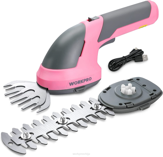 розе/зелена/бела WORKPRO 2 у 1 ручне 7,2 В електричне бежичне тример маказе за живу ограду/резач траве оруђе 2200269
