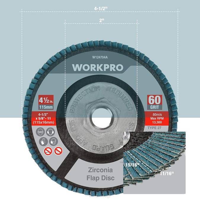 корисним WORKPRO 5 паковања цирконија са клапном, брусни диск за угаону брусилицу, брусни точкови од 4-1/2 инча оруђе 2200206