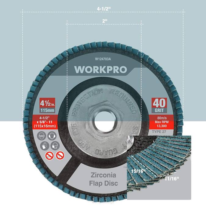 корисним WORKPRO 5 паковања цирконија са клапном, брусни диск за угаону брусилицу, брусни точкови од 4-1/2 инча оруђе 2200206