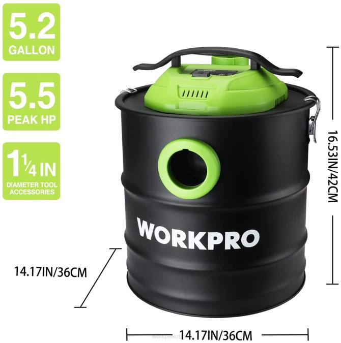 користан WORKPRO Усисивач пепела од 5,2 галона, усисивач за пепео од 5,5 коњских снага са хепа филтером оруђе 2200212