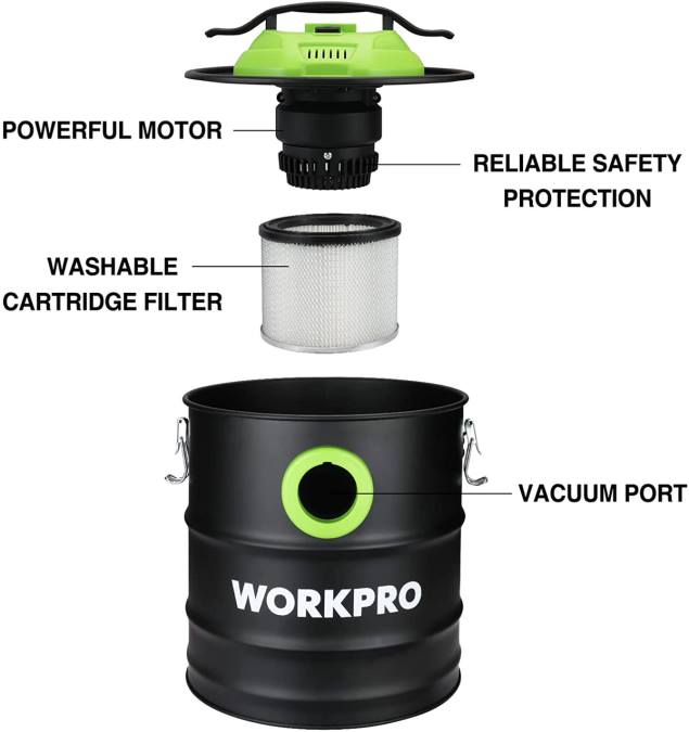 користан WORKPRO Усисивач пепела од 5,2 галона, усисивач за пепео од 5,5 коњских снага са хепа филтером оруђе 2200212
