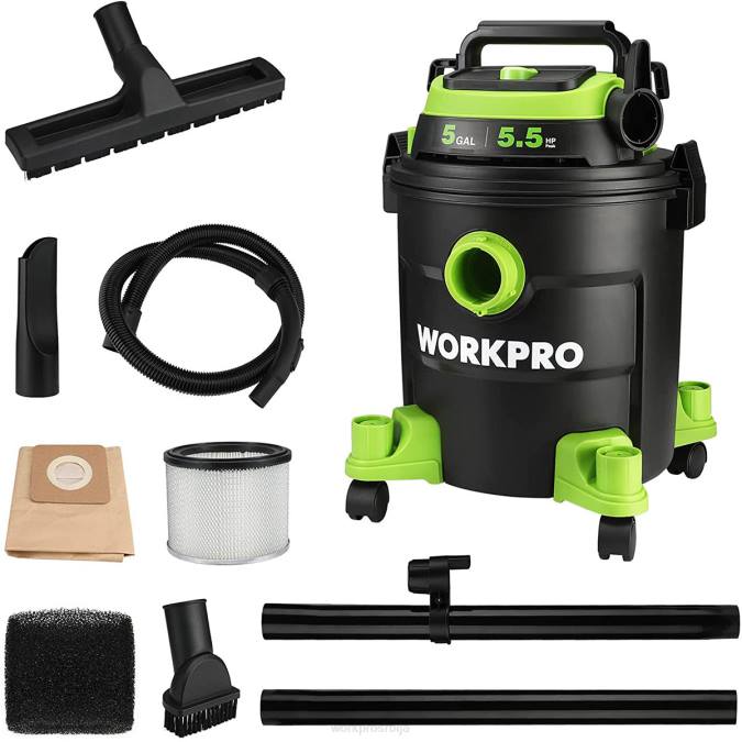 морден WORKPRO Продавни усисивач од 5 галона, усисивач од 5,5 вршних коњских снага са хепа филтером, цревом и прибором оруђе 2200214