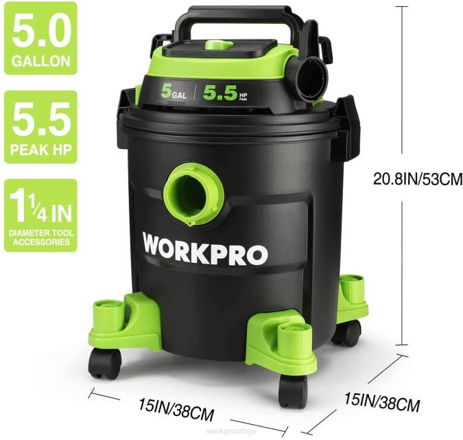 морден WORKPRO Продавни усисивач од 5 галона, усисивач од 5,5 вршних коњских снага са хепа филтером, цревом и прибором оруђе 2200214