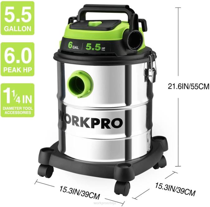 морден WORKPRO 6 галона мокри/суви усисивач за радњу са хепа филтером, цревом и прибором за сакупљање прашине од куће/на радном месту оруђе 2200213