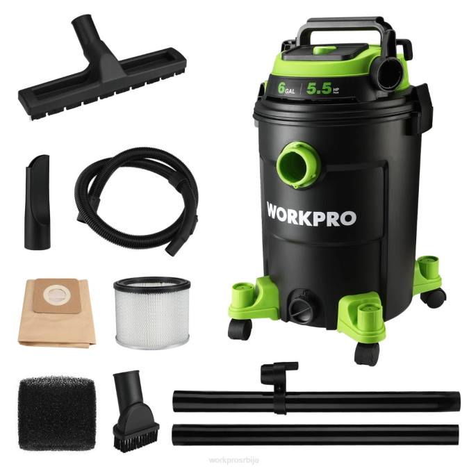 користан WORKPRO 6 галона схоп вацуум 5.5 вршне коњске снаге схоп усисивач са хепа филтер цревом и прибором оруђе 2200215