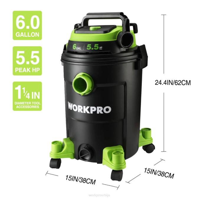 користан WORKPRO 6 галона схоп вацуум 5.5 вршне коњске снаге схоп усисивач са хепа филтер цревом и прибором оруђе 2200215