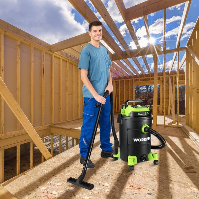 користан WORKPRO 6 галона схоп вацуум 5.5 вршне коњске снаге схоп усисивач са хепа филтер цревом и прибором оруђе 2200215