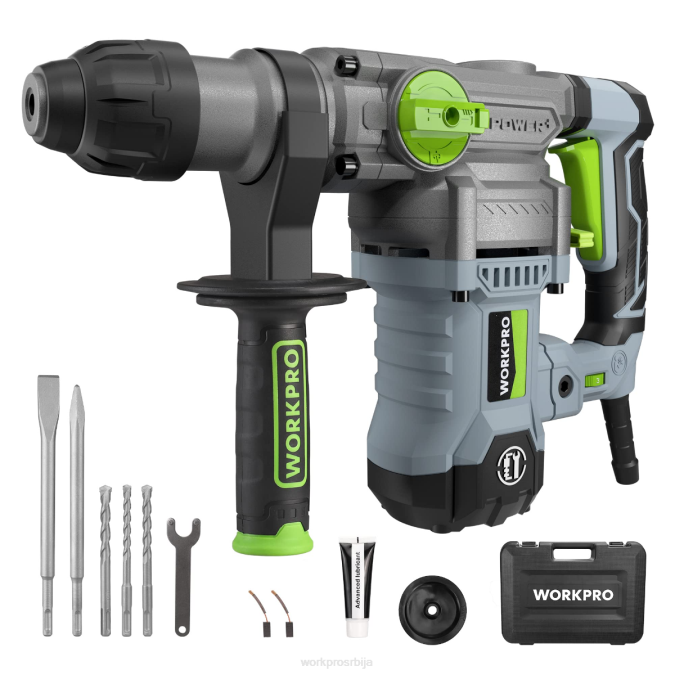 користан WORKPRO 12.5амп 1-1/4 инча премиум сдс-плус ротациони чекић бушилица за тешке услове рада са каблом оруђе 2200179