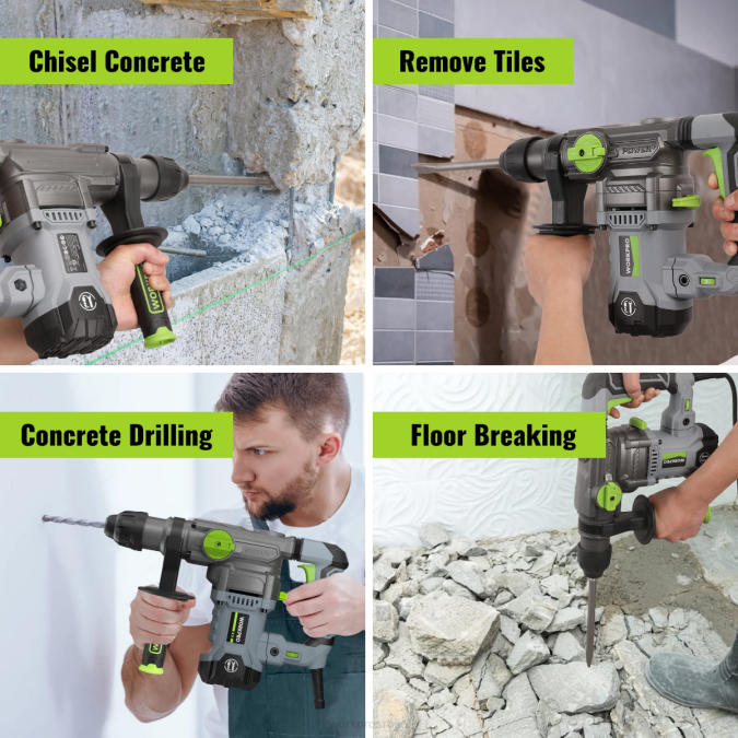 користан WORKPRO 12.5амп 1-1/4 инча премиум сдс-плус ротациони чекић бушилица за тешке услове рада са каблом оруђе 2200179
