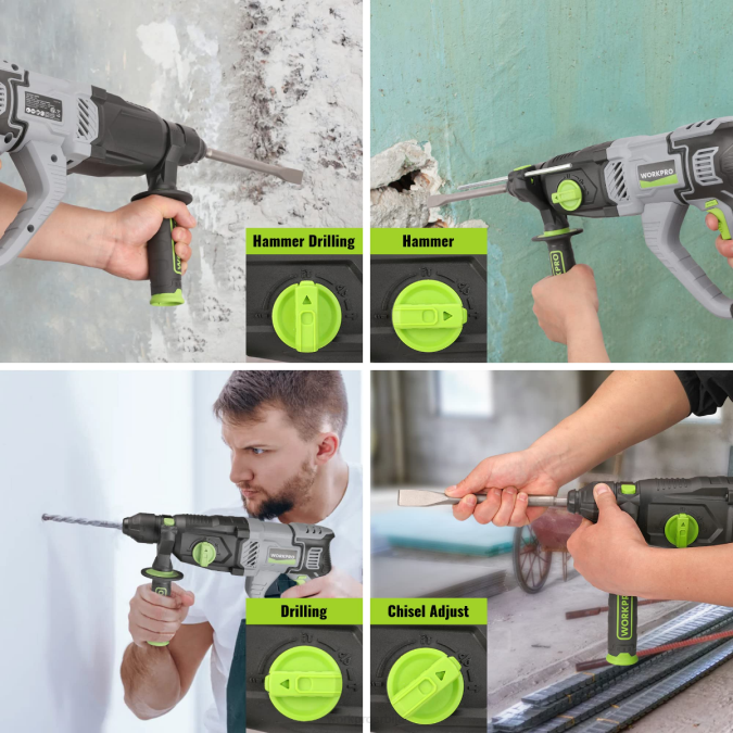 корисним WORKPRO 7.5амп 1-1/4 инча премиум сдс-плус ротациони чекић бушилица, лагана верзија са каблом оруђе 2200178