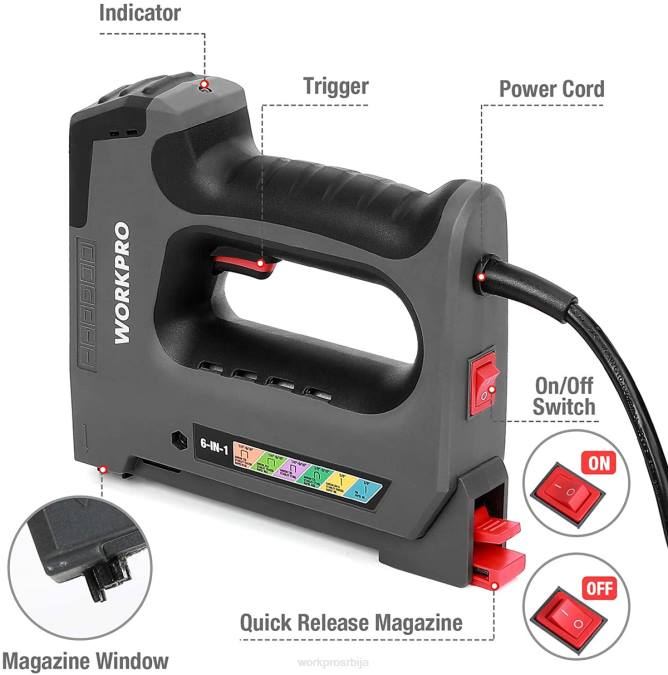 корисним WORKPRO 110в 6 у 1 електрични хефталица за дии пројекат обраде дрвета оруђе 2200167